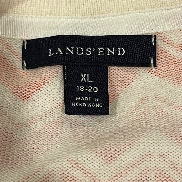 Lands’ End Orange & White Abstract Long Sleeved Button Front Cardigan XL (18-20) - Picture 5 of 6